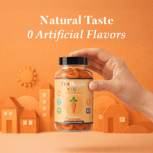  Load image into Gallery viewer, Hand holding TruHeight Kids Appetite Booster Gummies bottle with natural taste no artificial flavors text
