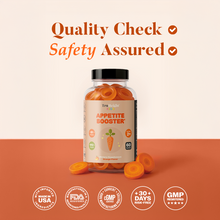  Load image into Gallery viewer, TruHeight Kids Appetite Booster Gummies quality and safety assurance graphic with certification badges
